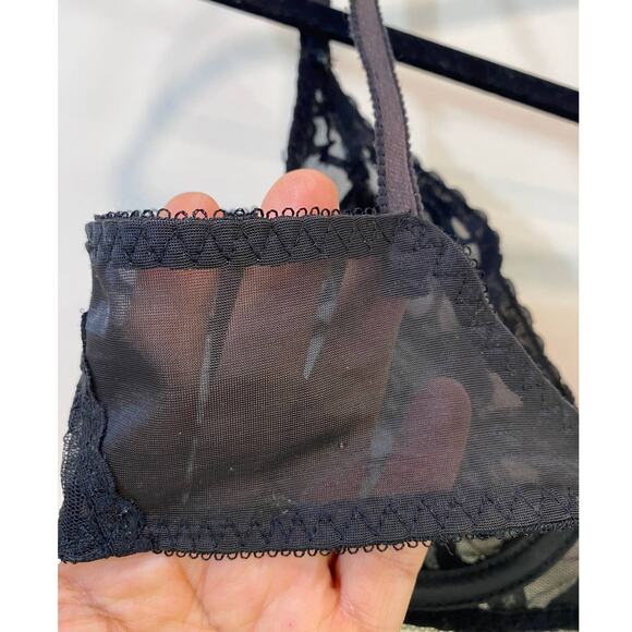 VTG Black Lace Union Made  Sheer  Carnival 34C Wire Bra - Picture 5 of 9